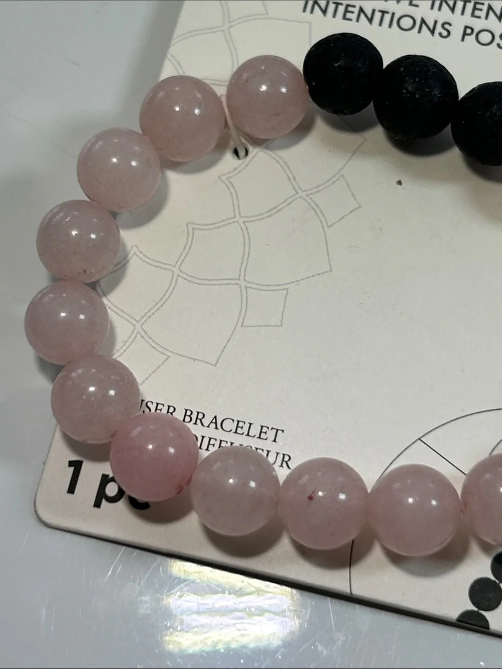 NWT Genuine Rose Quartz Gemstone Bead Aromatherapy Bracelet Positive Intentions